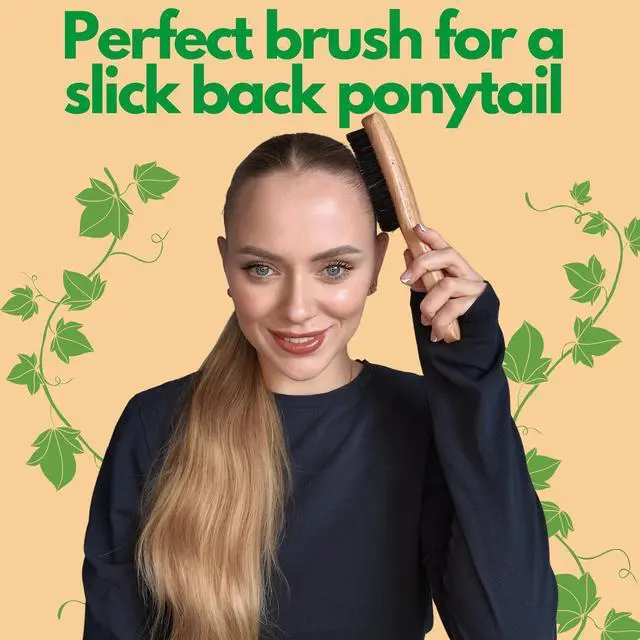 Alt view image 3 of 7 - Boar Bristle Slick Back Hair Brush - Large Soft/Medium Smoothing Hairbrush to Style, Polish, & Lay Hair Down Flat to Create a Sleek Frizz Free Hairstyle for Women and Men