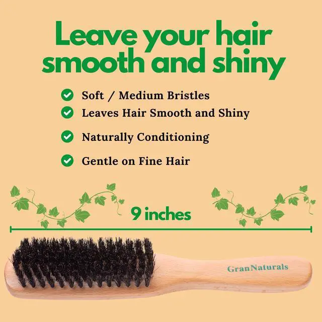 Alt view image 7 of 7 - Boar Bristle Slick Back Hair Brush - Large Soft/Medium Smoothing Hairbrush to Style, Polish, & Lay Hair Down Flat to Create a Sleek Frizz Free Hairstyle for Women and Men