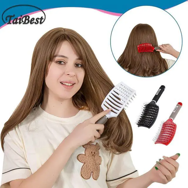Alt view image 6 of 6 - Boar Bristle Hair Brush Set - Dry/Wet Hair Brushes Detangler for Fine, Thick, Curly Hair - Curved and Vented Hair Brush for Women, Men or Kids