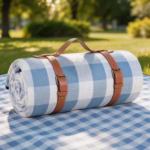 Main image of 80x 80 Picnic Blanket Extra Large, Waterproof and Foldable Beach Blanket, 3-Layer Outdoor Blanket for 6 to 8 Adults, for Camping, Park, Beach, Grass, Indoors