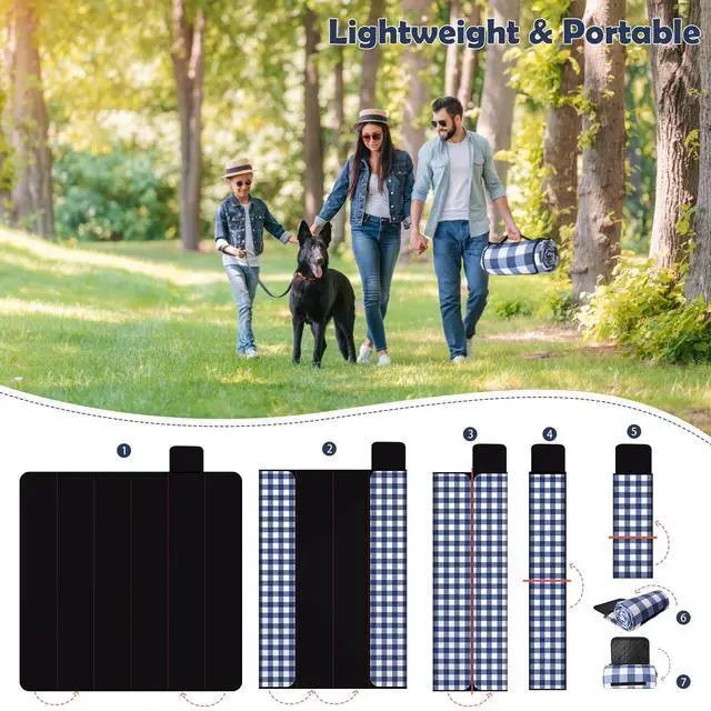 Alt view image 6 of 7 - Waterproof Picnic Outdoor Blanket, 79"x79" Beach Camping Mat