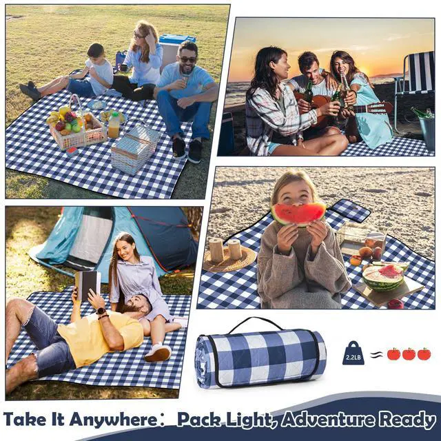 Alt view image 7 of 7 - Waterproof Picnic Outdoor Blanket, 79"x79" Beach Camping Mat