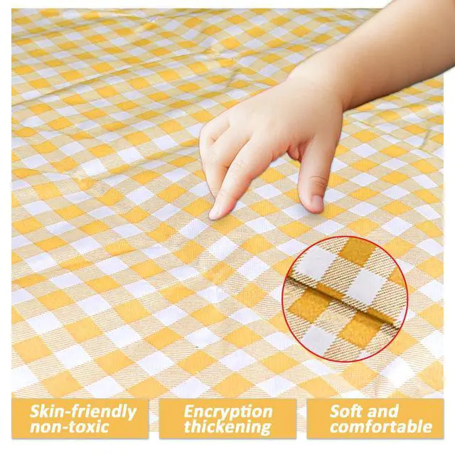 Alt view image 2 of 7 - Outdoor Picnic Blanket, Extra Large Beach Blanket, Waterproof Sand Proof Foldable Portable Picnic Mat for Outdoor Camping Hiking Travel Grass Music Festival Lawn Mats, 80" x 60", Yellow