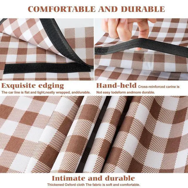 Alt view image 3 of 7 - Picnic Blanket Waterproof Beach Rug 80''x80'' Picnic Mat Washable Lightweight with Handle Coffee Checkered for Hiking Travelling Outdoor Camping,Parks