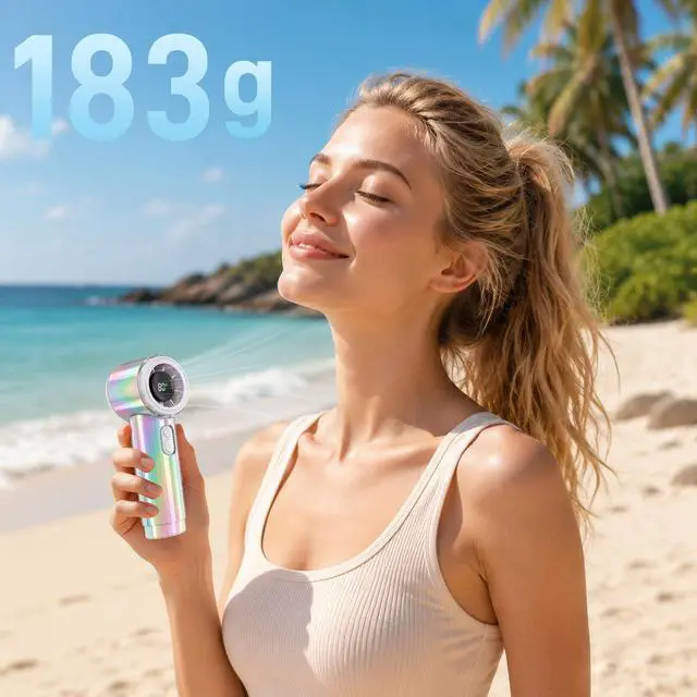 Alt view image 5 of 7 - Handheld Fan, Portable Hand Held Fan, 12 Working Hours, 15000RPM Powerful Rechargeable Personal Turbo Fan with 100 Speed, Summer Essentials for Women Beach Travel Outdoor White
