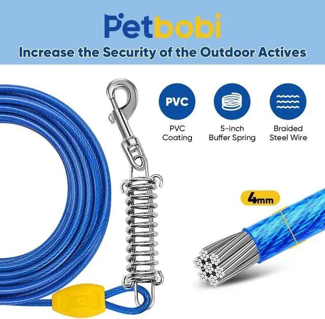 Alt view image 2 of 6 - Dog Tie Out Cable and Stake, 30ft Heavy Duty Dog Leads for Yard