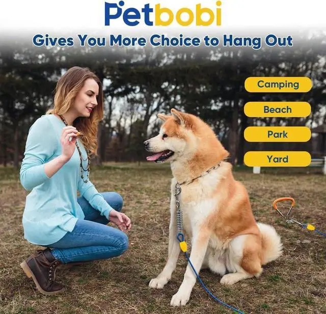 Alt view image 5 of 6 - Dog Tie Out Cable and Stake, 30ft Heavy Duty Dog Leads for Yard