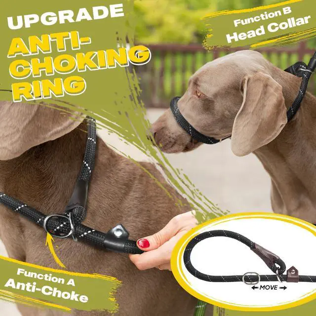 Alt view image 3 of 7 - Durable Slip Lead Dog Leash, 6 FT x 1/2" Heavy Duty Dog Loop Leashes, Comfortable Strong Rope Slip Leash for Large Medium Dogs, No Pull Pet Training Lead with Highly Reflective(1/2", Black)
