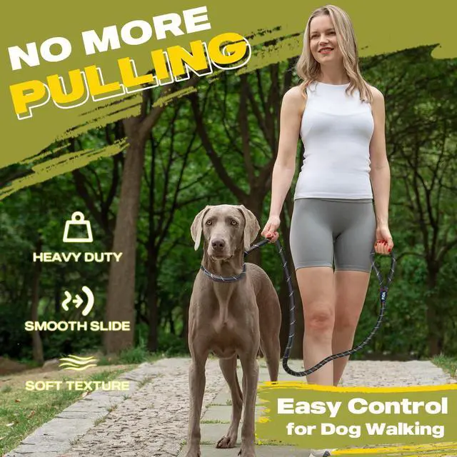 Alt view image 2 of 7 - Durable Slip Lead Dog Leash, 6 FT x 1/2" Heavy Duty Dog Loop Leashes, Comfortable Strong Rope Slip Leash for Large Medium Dogs, No Pull Pet Training Lead with Highly Reflective(1/2", Black)