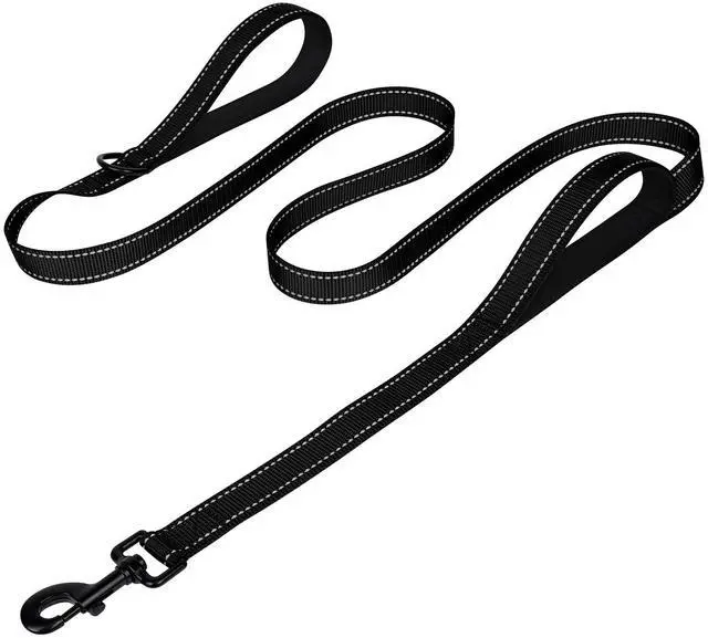 Main image of Dog Leash for Large Dogs that Pull, Double Handle, 6FT, Black