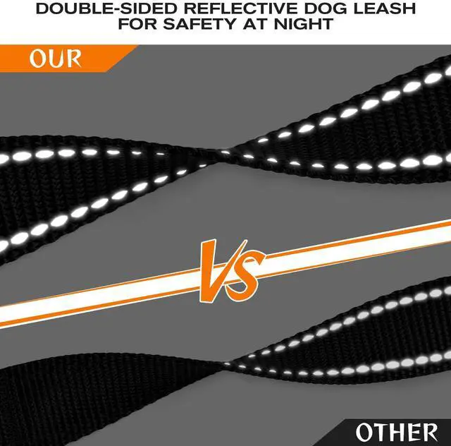 Alt view image 5 of 7 - Dog Leash for Large Dogs that Pull, Double Handle, 6FT, Black