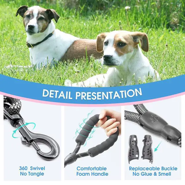 Alt view image 3 of 5 - 2/4/5/6 FT Dog Leash with Comfortable Padded Handle and Highly Reflective Threads for Small Medium and Large Dogs (5FT-1/2'', Black)