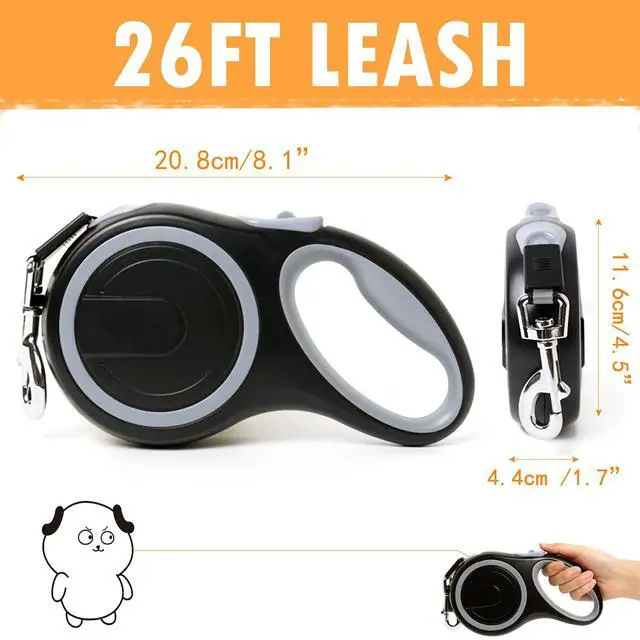 Alt view image 2 of 6 - 26Ft Retractable Dog Leash, Heavy Duty Great Leash for Dog up to 110 lbs, Anti-Slip Rubberized Handle, One-Handed Brake, Strong Nylon Tape, Tangle Free(Large Size).