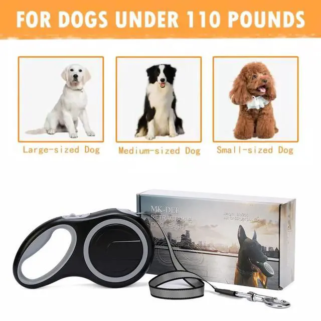 Alt view image 5 of 6 - 26Ft Retractable Dog Leash, Heavy Duty Great Leash for Dog up to 110 lbs, Anti-Slip Rubberized Handle, One-Handed Brake, Strong Nylon Tape, Tangle Free(Large Size).