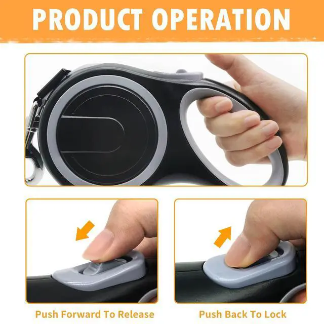 Alt view image 4 of 6 - 26Ft Retractable Dog Leash, Heavy Duty Great Leash for Dog up to 110 lbs, Anti-Slip Rubberized Handle, One-Handed Brake, Strong Nylon Tape, Tangle Free(Large Size).