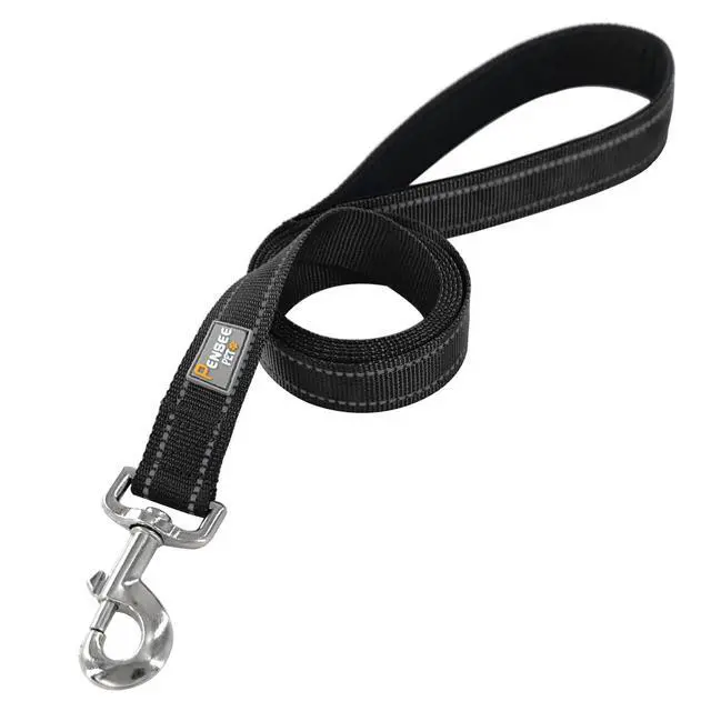 Alt view image 2 of 6 - Dog Leash 6 FT Padded Handle Nylon Reflective Dogs Leashes for Medium Dogs Black