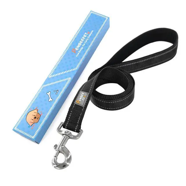 Alt view image 6 of 6 - Dog Leash 6 FT Padded Handle Nylon Reflective Dogs Leashes for Medium Dogs Black