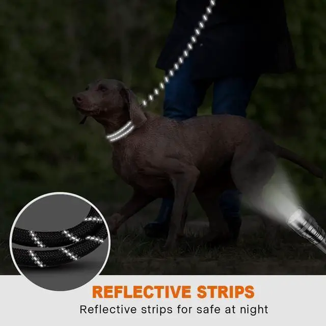Alt view image 5 of 6 - Rope Dog Leash for Medium Large Dogs, 6 FT Padded Handle, Black