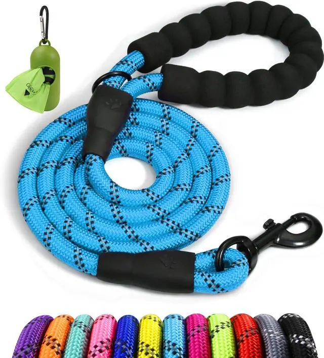 Main image of Rope Dog Leash for Medium Large Dogs, 6 FT Padded Handle, Blue