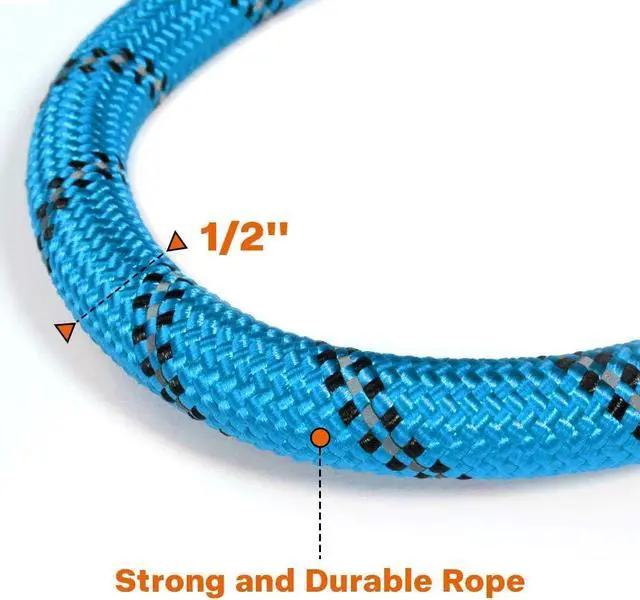 Alt view image 3 of 6 - Rope Dog Leash for Medium Large Dogs, 6 FT Padded Handle, Blue