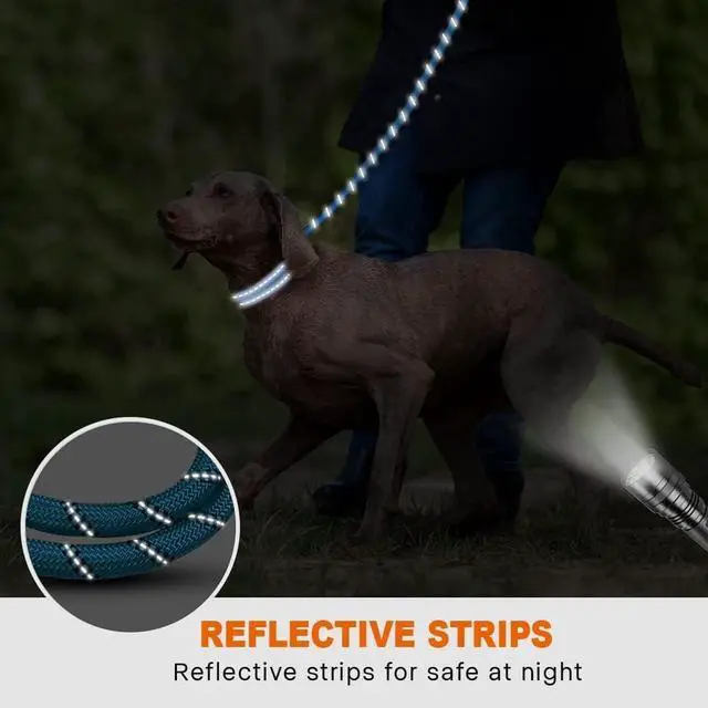 Alt view image 5 of 6 - Rope Dog Leash for Medium Large Dogs, 6 FT Padded Handle, Blue