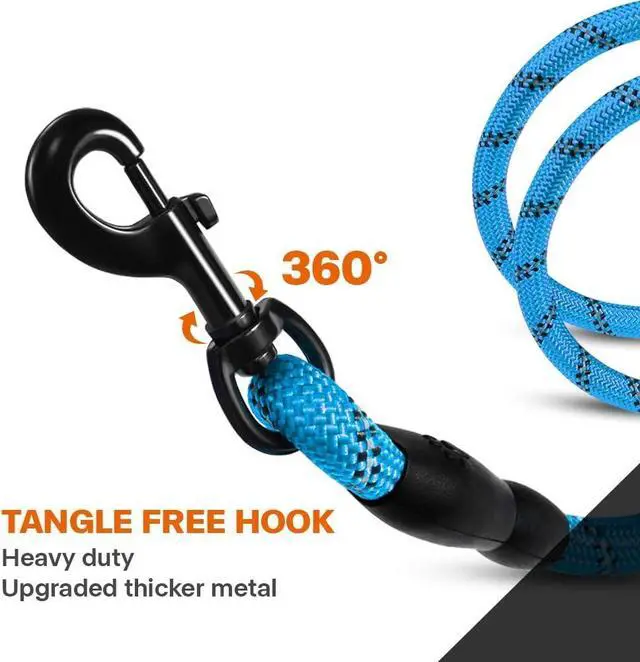 Alt view image 6 of 6 - Rope Dog Leash for Medium Large Dogs, 6 FT Padded Handle, Blue