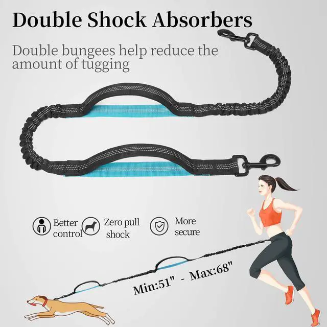 Alt view image 5 of 7 - Hands Free Dog Leash with Zipper Pouch, Large, 25-120 lbs, Black