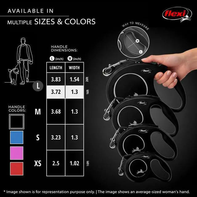 Alt view image 6 of 7 - Classic Tape Retractable Dog Leash, Large, 26 ft - Black