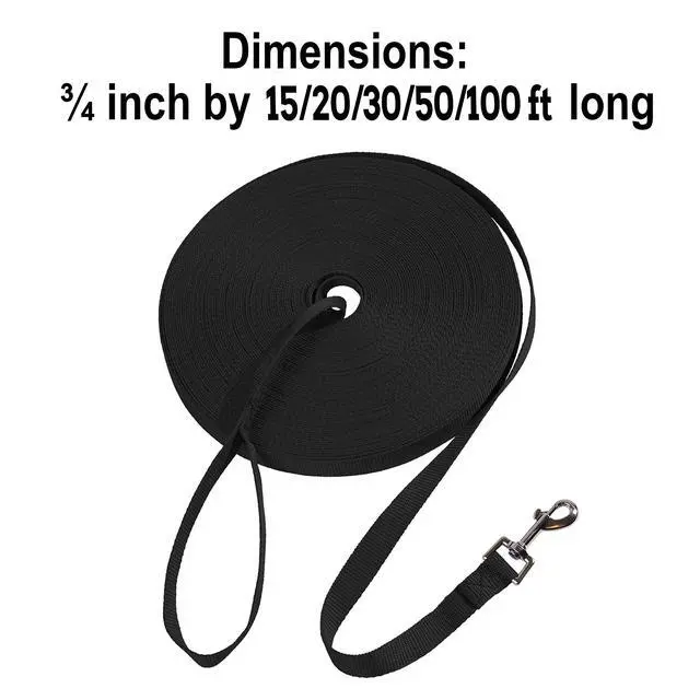 Alt view image 4 of 7 - Dog/Puppy Obedience Recall Training Agility Lead/Leash - 15ft 20ft 30ft 50ft 100ft - Great for Play, Camping, or Backyard - Black
