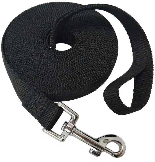 Main image of Nylon Training Dog Leash for Small Medium Large Dogs, 15ft 20ft 30ft 50ft Long Puppy Lead for Obedience Recall Training, Camping (20ft, Black)