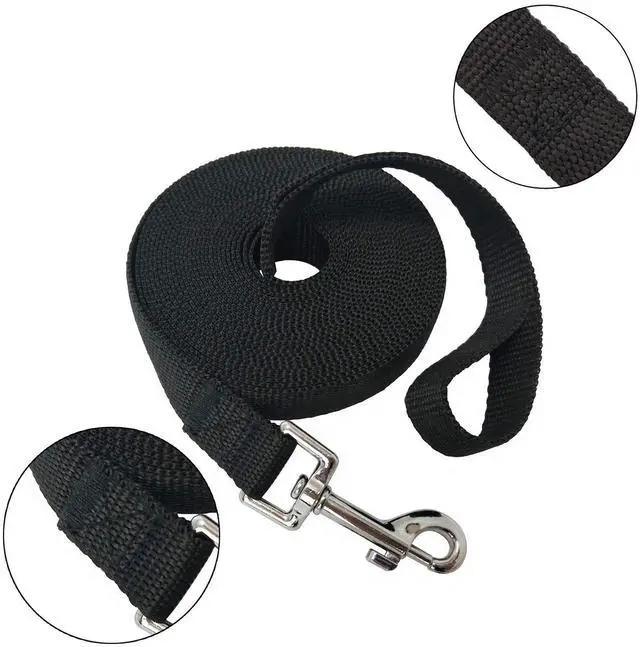 Alt view image 2 of 5 - Nylon Training Dog Leash for Small Medium Large Dogs, 15ft 20ft 30ft 50ft Long Puppy Lead for Obedience Recall Training, Camping (20ft, Black)