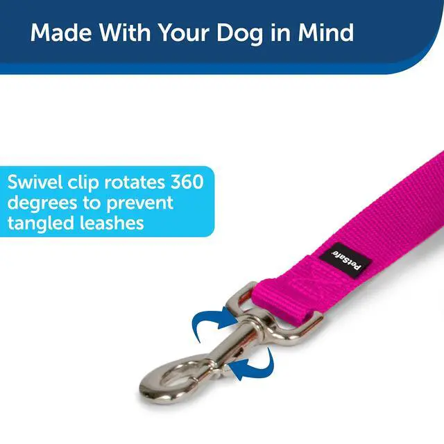 Alt view image 2 of 5 - Nylon Dog Leash - Strong, Durable, Traditional Style Leash with Easy to Use Bolt Snap - 3/4 in. x 6 ft., Raspberry Pink