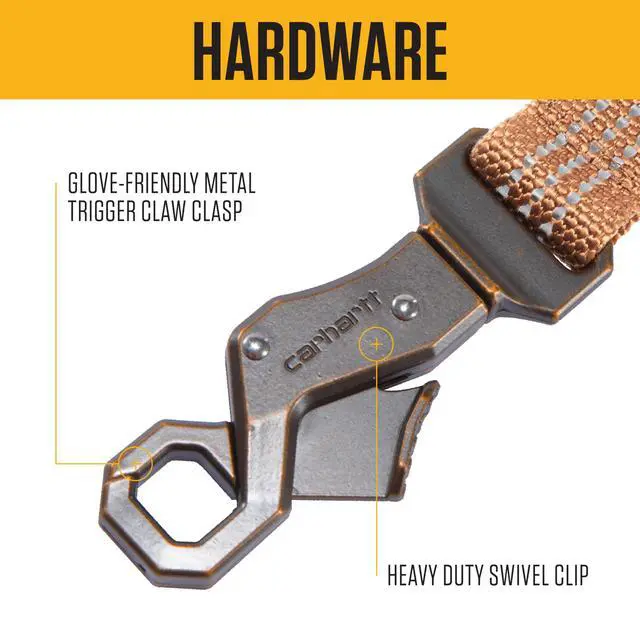 Alt view image 3 of 5 - Nylon Dual Handle Dog Leash Carhartt Brown L