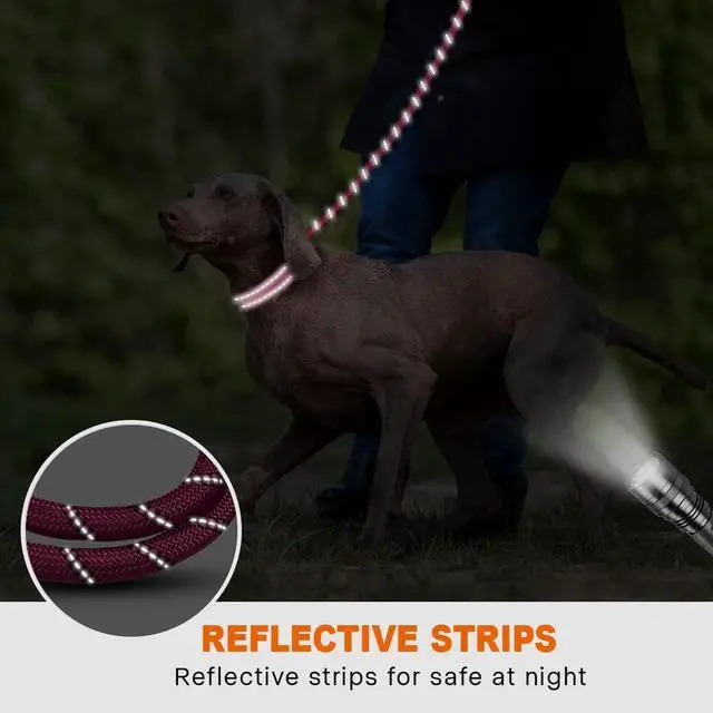 Alt view image 5 of 6 - Rope Dog Leash for Medium Large Dogs, 6 FT Padded Handle, Hotpink
