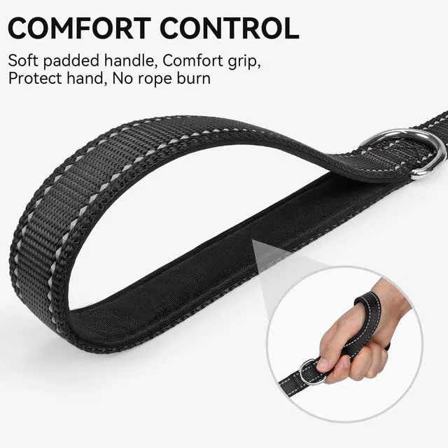 Alt view image 3 of 6 - Reflective Dog Leash for Medium & Large Dogs, 6 FT x 1", Black