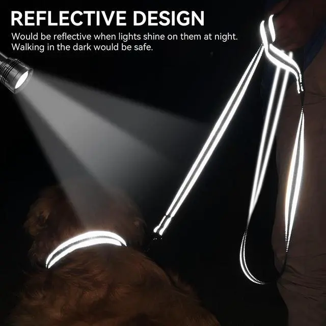 Alt view image 4 of 6 - Reflective Dog Leash for Medium & Large Dogs, 6 FT x 1", Black
