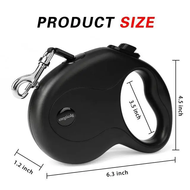 Alt view image 2 of 7 - 16Ft Retractable Dog Leash,Light Weight Leash for Small to Medium Dogs/Cats Up to 50lbs,Stainless Steel Spring Strong Nylon Tape, Tangle Free, One-Handed Brake.(Black)