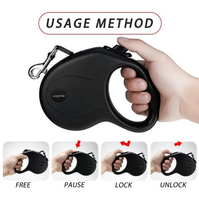 Alt view image 5 of 7 - 16Ft Retractable Dog Leash,Light Weight Leash for Small to Medium Dogs/Cats Up to 50lbs,Stainless Steel Spring Strong Nylon Tape, Tangle Free, One-Handed Brake.(Black)
