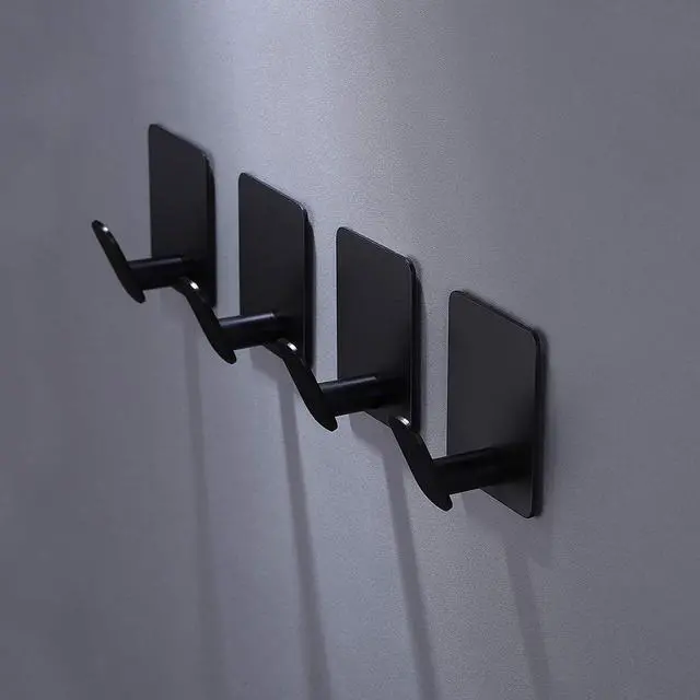 Alt view image 2 of 7 - 26lb Heavy Duty Adhesive Towel Hooks, No-Damage 4 Pack Matte Black