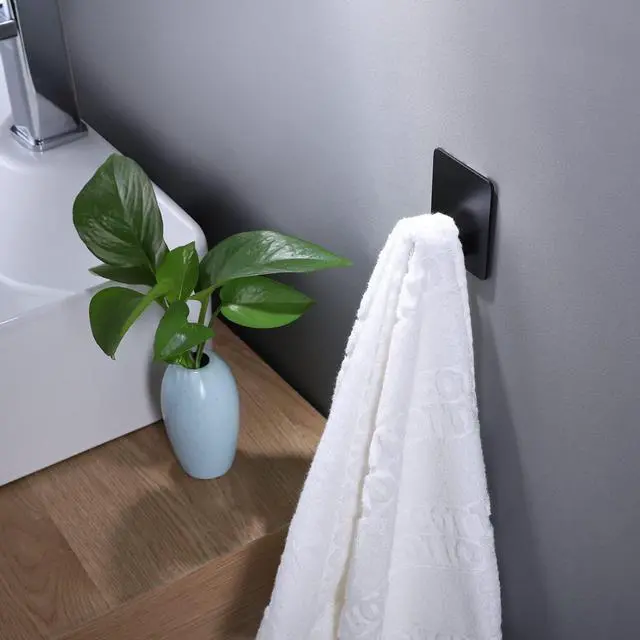Alt view image 3 of 7 - 26lb Heavy Duty Adhesive Towel Hooks, No-Damage 4 Pack Matte Black