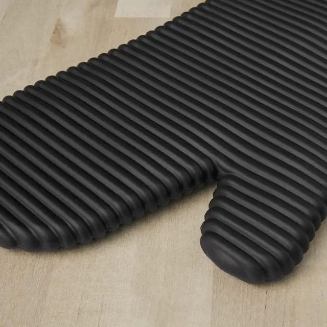 Alt view image 3 of 3 - Ribbed Soft Silicone Oven Mitt 2-Pack Set, Matte Black, 7.5"x13"