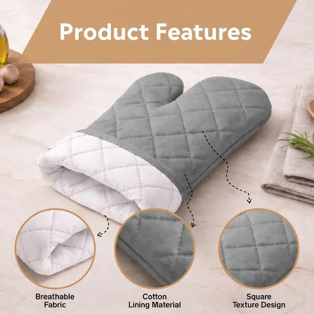 Alt view image 4 of 7 - Cotton Oven Mitts and Pot Holders Set, 6 Piece Kitchen Set