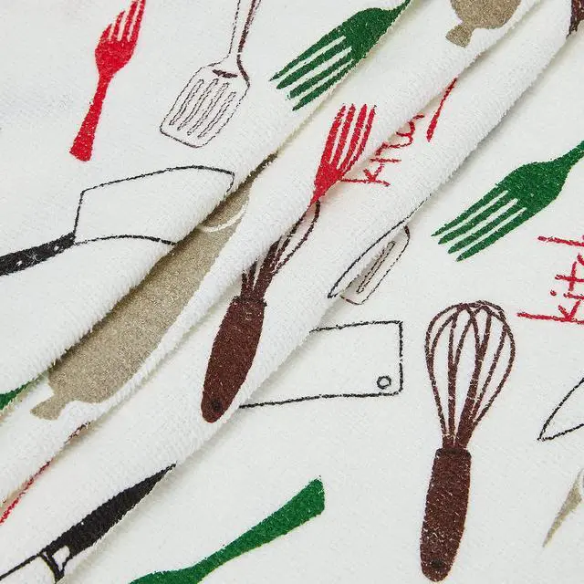 Alt view image 5 of 7 - Oven Mitts and Potholders Dish Towles Set 100% Cotton for Perfect for Gifting, Baking, and Everyday Cooking Durable Heat Resistant for Kitchen and Machine Washable (3-Piece Fork and Knife)