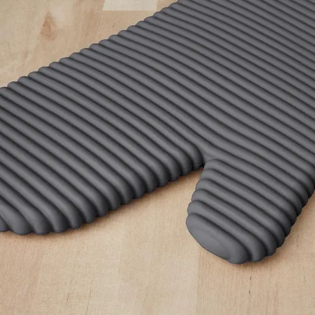 Alt view image 4 of 6 - Ribbed Soft Silicone Oven Mitt 2-Pack Set, 7.5"x13", Charcoal Grey