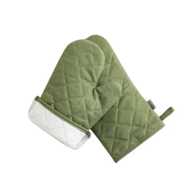 Alt view image 5 of 6 - Oven Mitts and Pot Holders 4 pcs Set,High Heat Resistant 500 Degree Extra Thicken Long Kitchen Cotton Oven Glove for Cooking (12 Inch,Green)