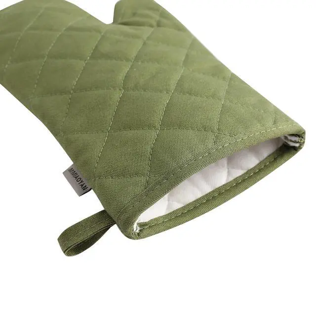 Alt view image 6 of 6 - Oven Mitts and Pot Holders 4 pcs Set,High Heat Resistant 500 Degree Extra Thicken Long Kitchen Cotton Oven Glove for Cooking (12 Inch,Green)