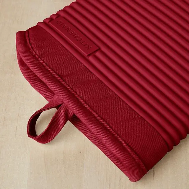 Alt view image 3 of 6 - Ribbed Soft Silicone Oven Mitt 2-Pack Set, 7.5"x13", Smoked Paprika