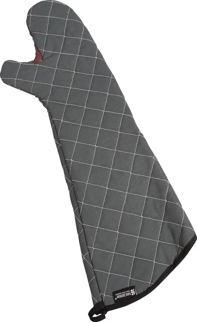 Main image of San Jamar Bestguard Oven Mitt with Reinforced Webguard Plus, Cotton, 17 Inches, Black