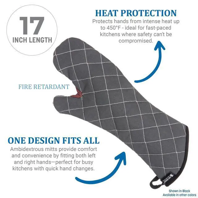 Alt view image 3 of 6 - San Jamar Bestguard Oven Mitt with Reinforced Webguard Plus, Cotton, 17 Inches, Black