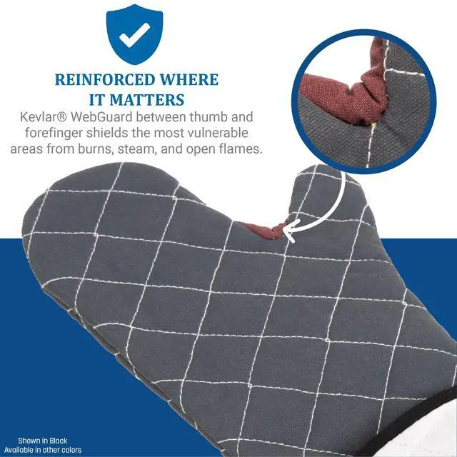 Alt view image 4 of 6 - San Jamar Bestguard Oven Mitt with Reinforced Webguard Plus, Cotton, 17 Inches, Black